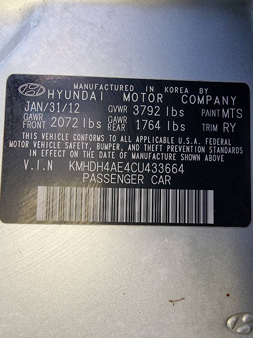 2012 HYUNDAI ELANTRA — 266673 Miles — Lot 215487 — Ind. 12 - Marhaba Auctions Used Cars - Image 8