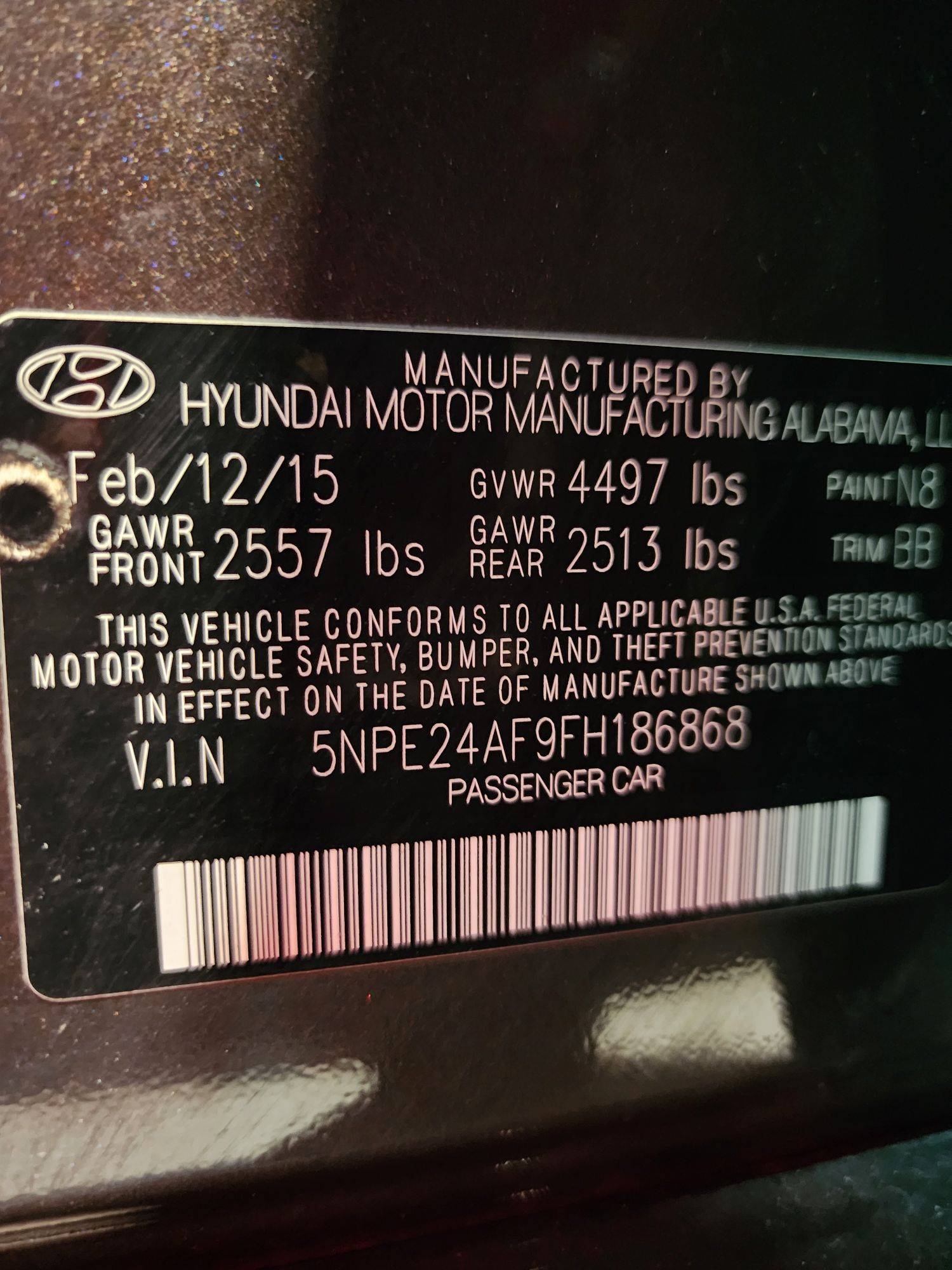 2015 HYUNDAI SONATA — 134536 Miles — Lot 186868 — Main - Marhaba Auctions Used Cars - Image 10