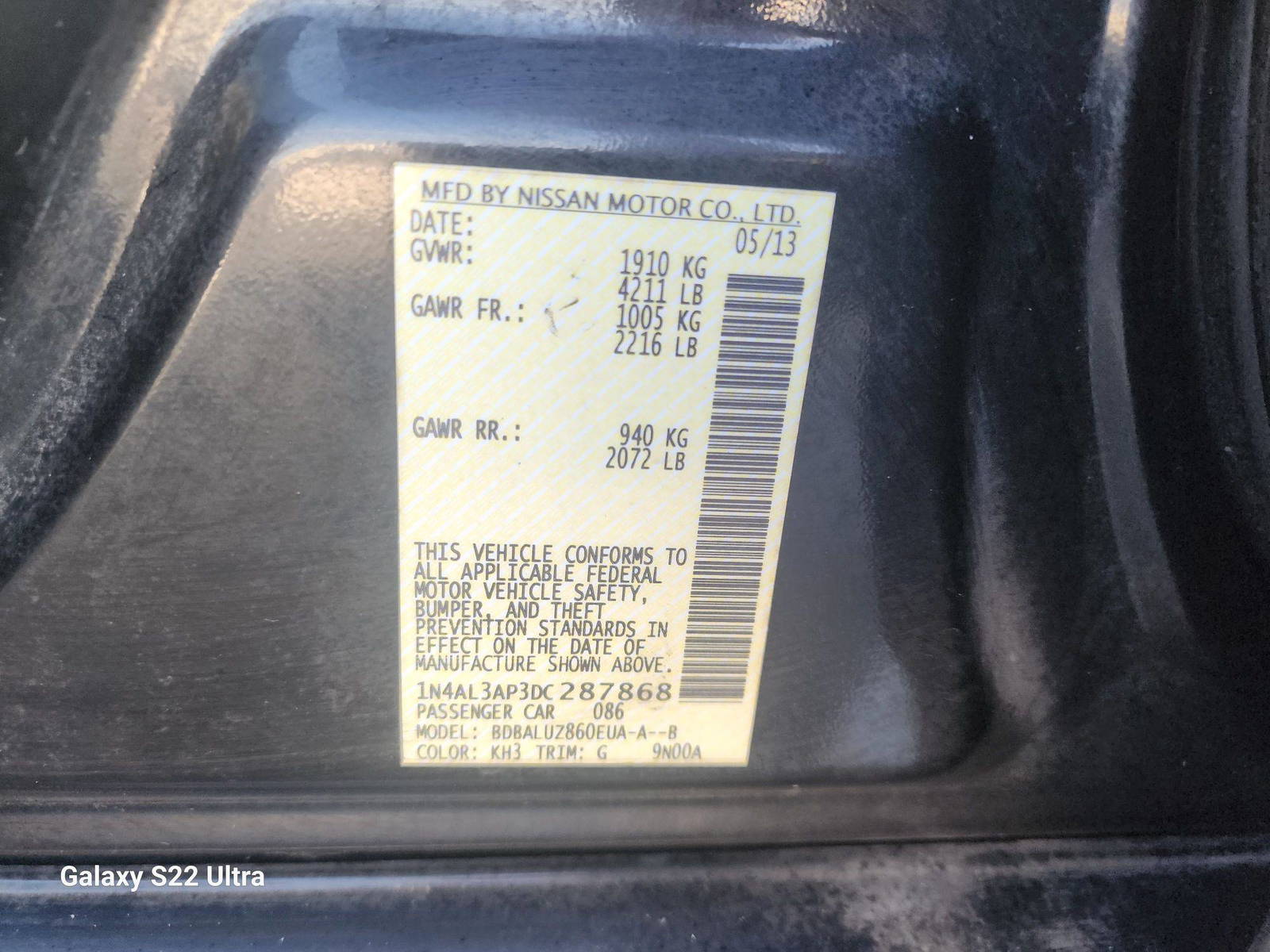 2013 NISSAN ALTIMA — 155218 Miles — Lot 43556904 - Marhaba Auctions Used Cars - Image 10