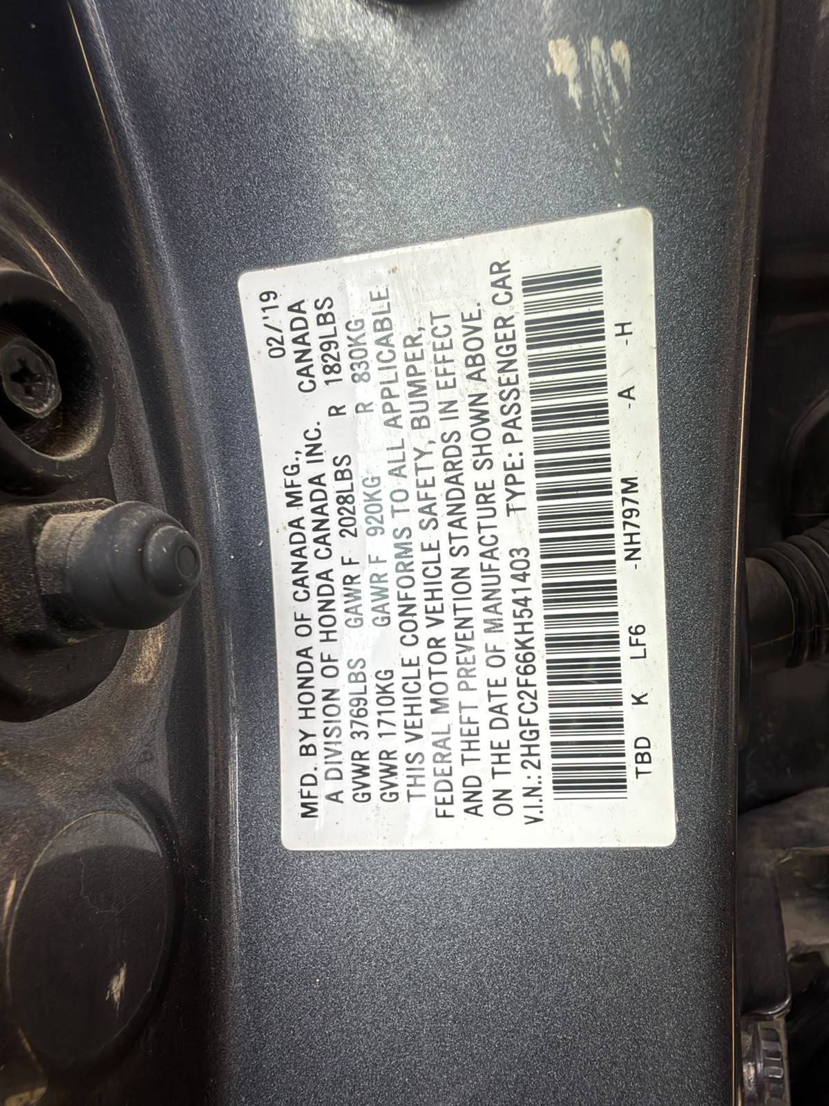 2019 HONDA CIVIC — sold — 118906 Miles — Lot KH541403 — Main - Marhaba Auctions Used Cars - Image 8