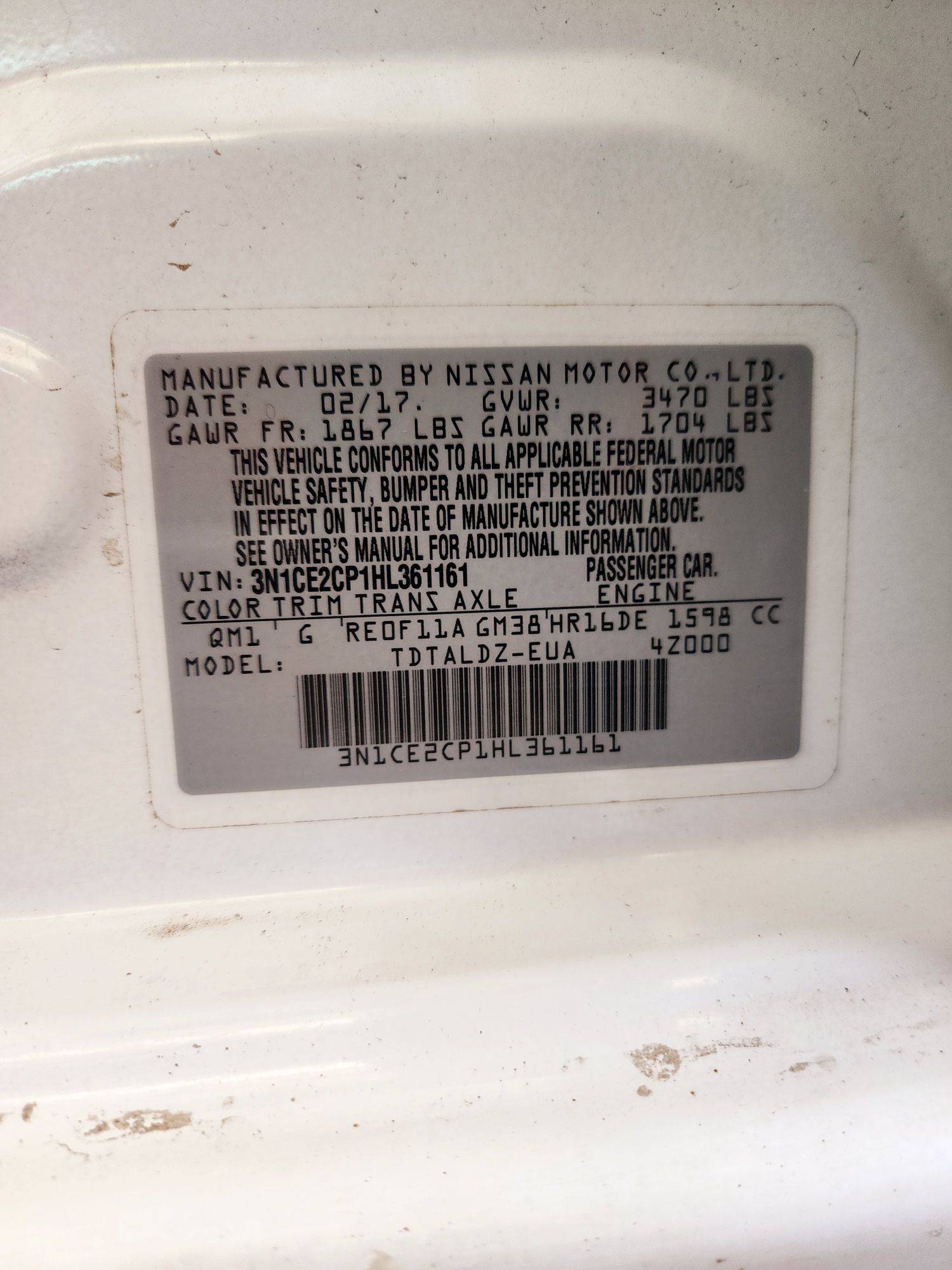 2017 NISSAN VERSA NOTE — 151923 Miles — Lot 215487 — Main - Marhaba Auctions Used Cars - Image 9