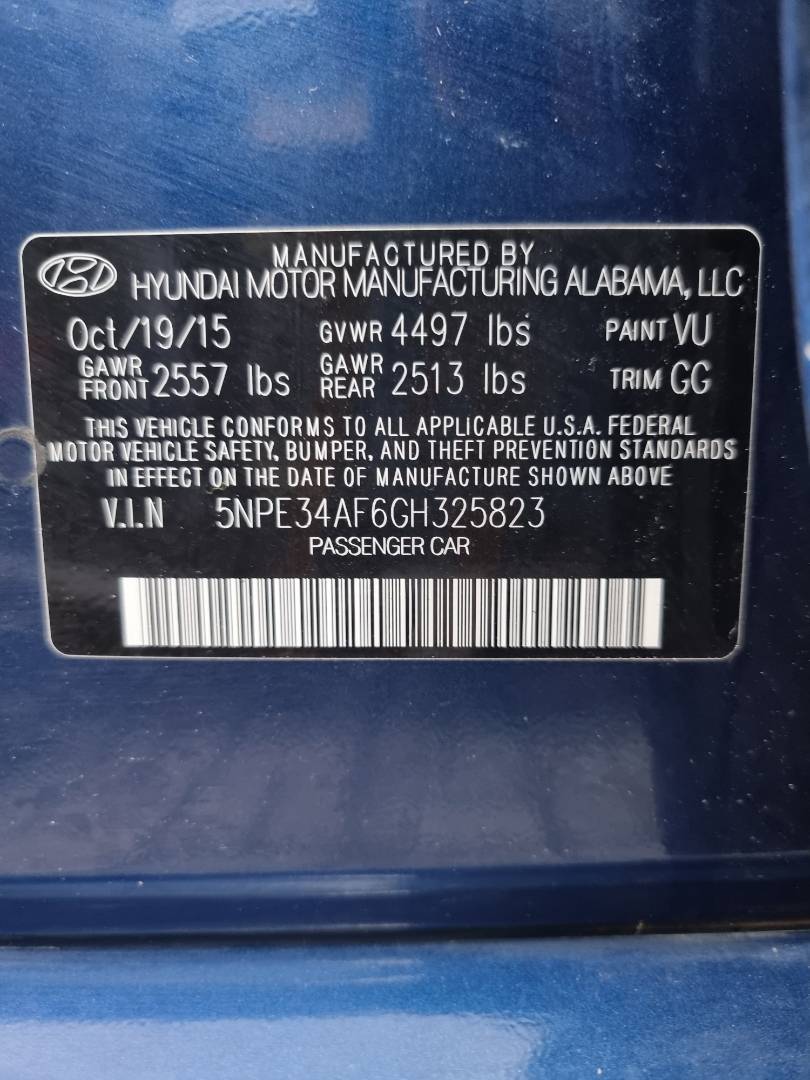 2016 HYUNDAI SONATA — 105841 Miles — Lot 215487 — Ind. 12 - Marhaba Auctions Used Cars - Image 9