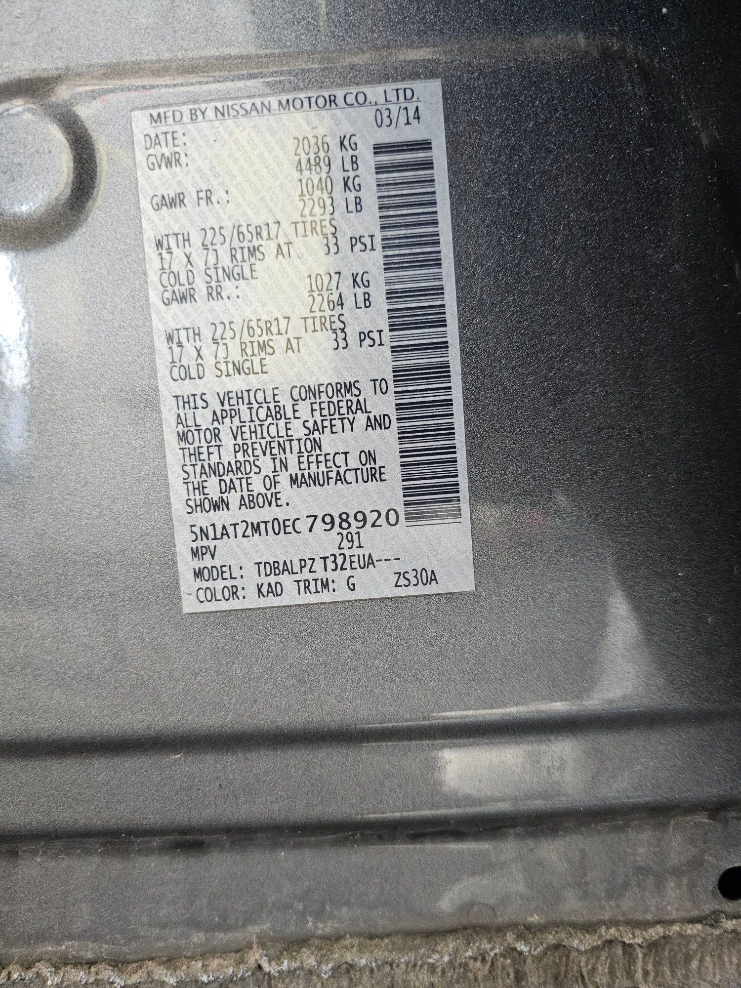 2014 NISSAN ROGUE — 133238 Miles — Lot C798920 — Souq - Marhaba Auctions Used Cars - Image 8