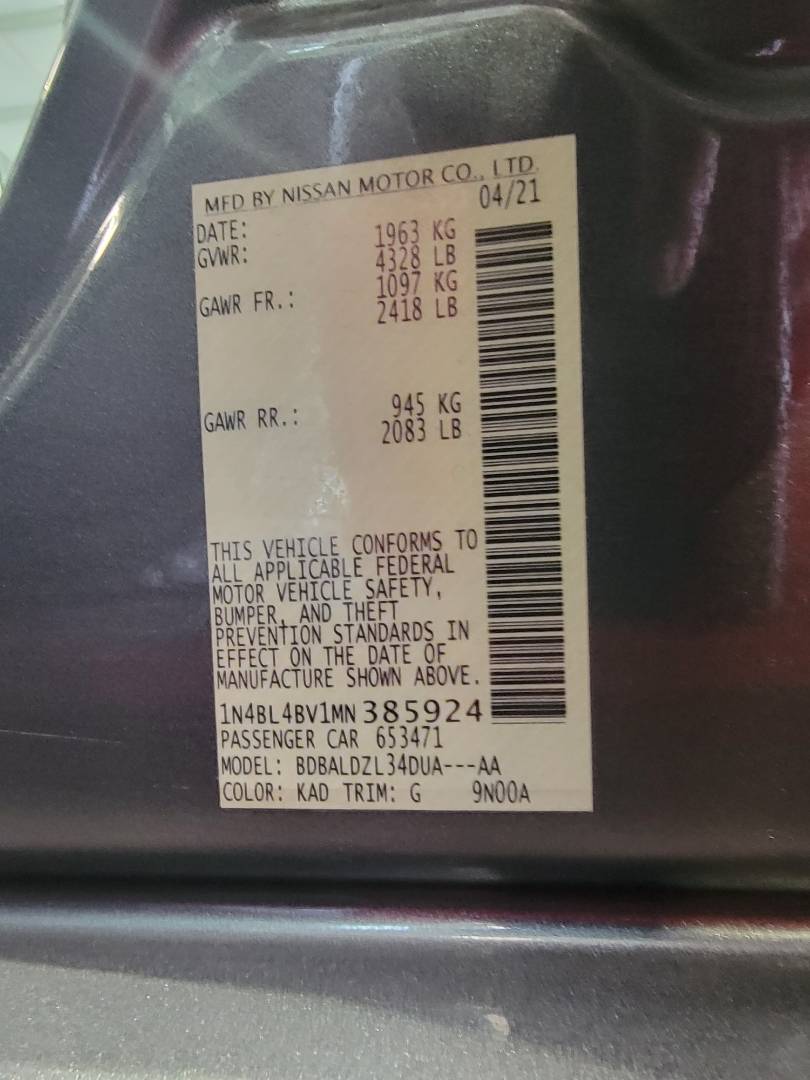 2021 NISSAN ALTIMA — 103763 Miles — Lot N385924 — Main - Marhaba Auctions Used Cars - Image 10