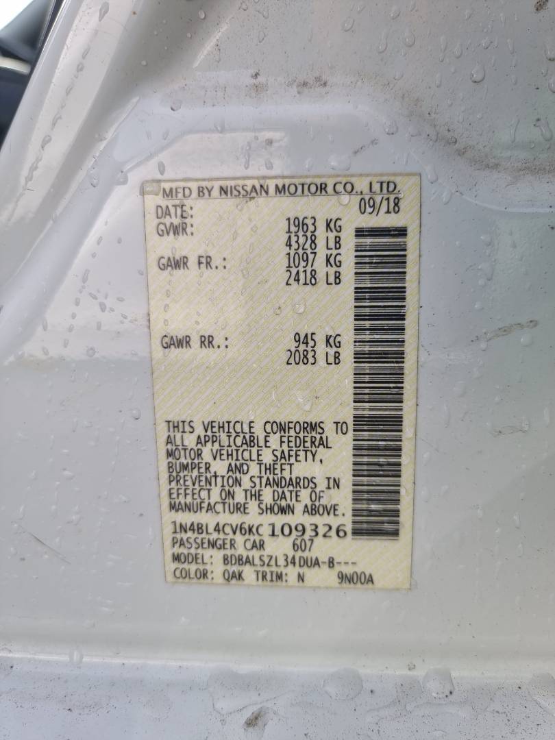 2019 NISSAN ALTIMA — 120965 Miles — Lot 215478 — Ind. 12 - Marhaba Auctions Used Cars - Image 9