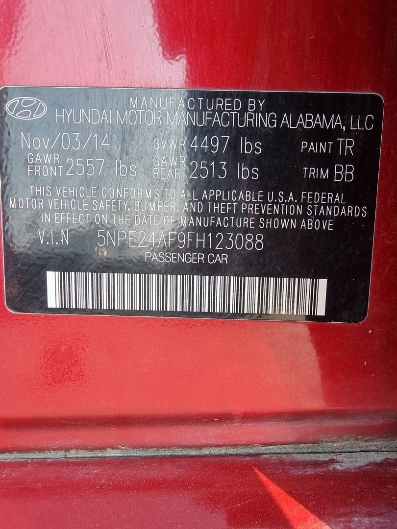 2015 HYUNDAI SONATA — 246447 Miles — Lot 125487 — Ind. 12 - Marhaba Auctions Used Cars - Image 9