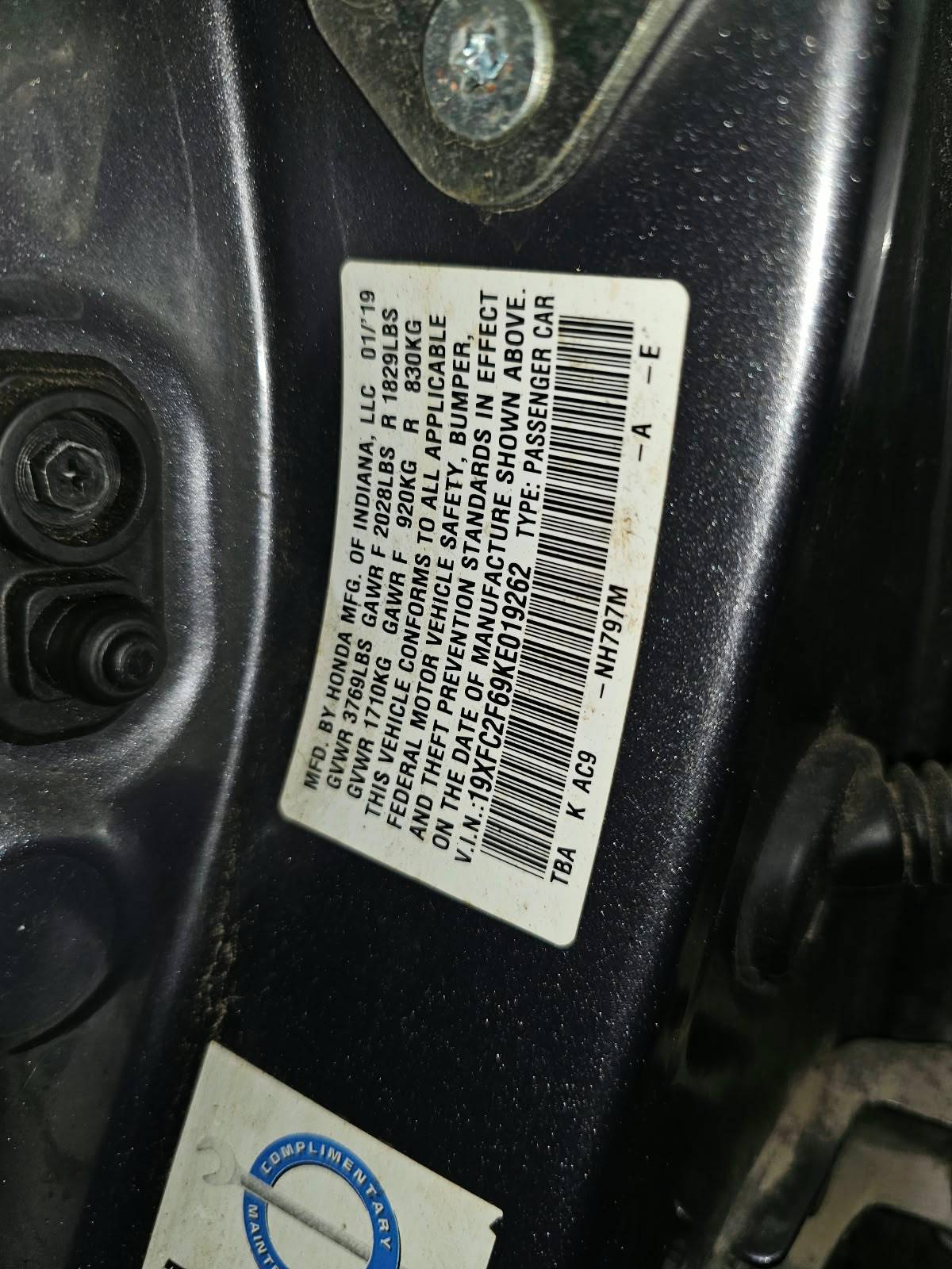 2019 HONDA CIVIC — 136 854 Miles — Lot F69KE019262 - Marhaba Auctions Used Cars - Image 9