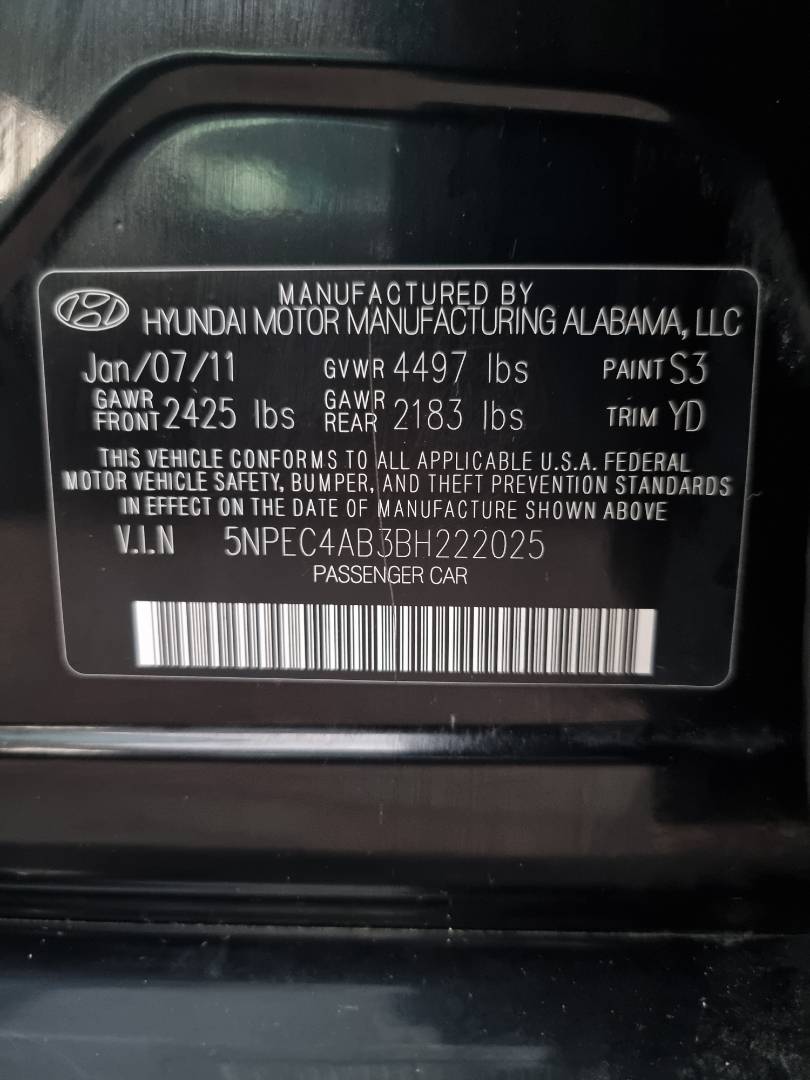 2011 HYUNDAI SONATA — 185717 Miles — Lot 125487 — Ind. 12 - Marhaba Auctions Used Cars - Image 10