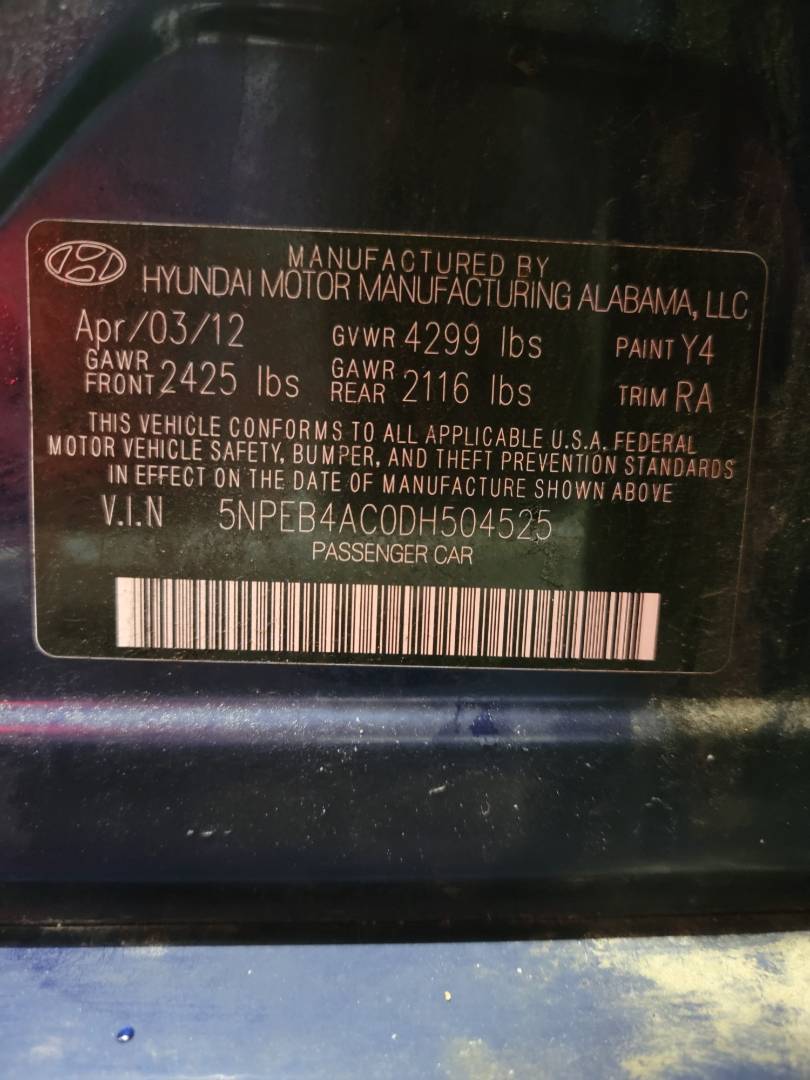 2013 HYUNDAI SONATA — 171335 Miles — Lot 504525 — Main - Marhaba Auctions Used Cars - Image 8