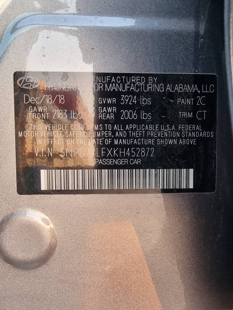 2019 HYUNDAI ELANTRA — 27016 Miles — Lot 125487 — Ind. 12 - Marhaba Auctions Used Cars - Image 9