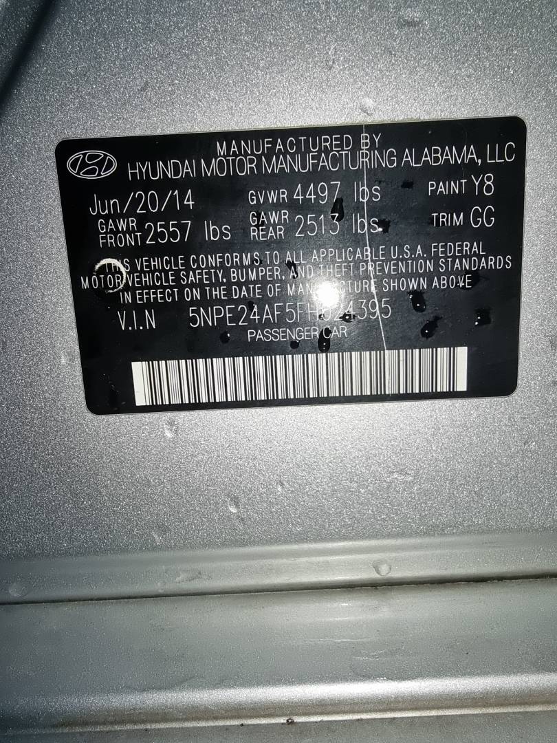 2015 HYUNDAI SONATA — 139456 Miles — Lot 215487 — Ind. 12 - Marhaba Auctions Used Cars - Image 9