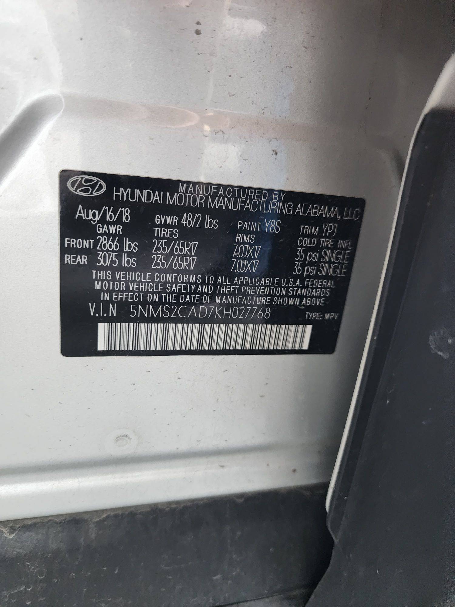 2019 HYUNDAI SANTA FE — 60796 Miles — Lot 70375843 - Marhaba Auctions Used Cars - Image 8