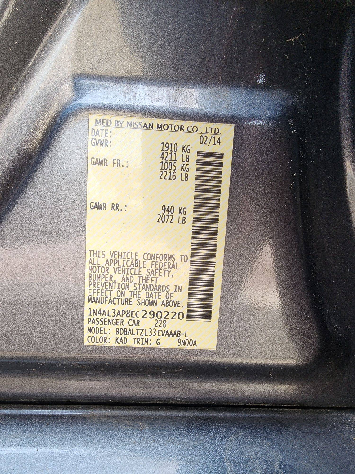 2014 NISSAN ALTIMA — 165091 Miles — Lot 44900864 — Souq - Marhaba Auctions Used Cars - Image 10