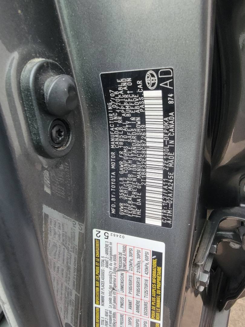 2008 TOYOTA COROLLA — 169523 Miles — Lot C872619 — Main - Marhaba Auctions Used Cars - Image 9
