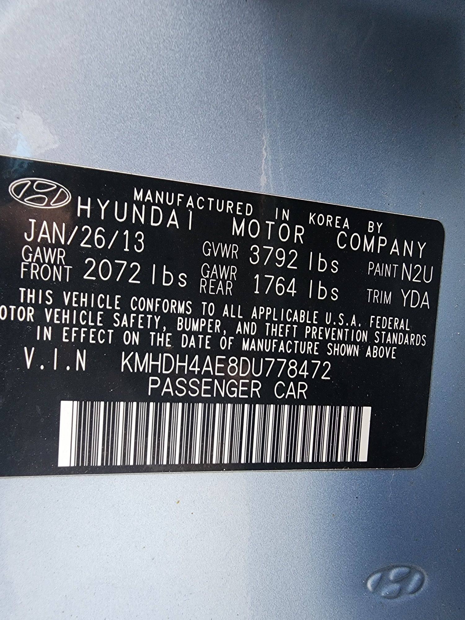 2013 HYUNDAI ELANTRA — 142559 Miles — Lot 3404957 — Al Quoz - Marhaba Auctions Used Cars - Image 11