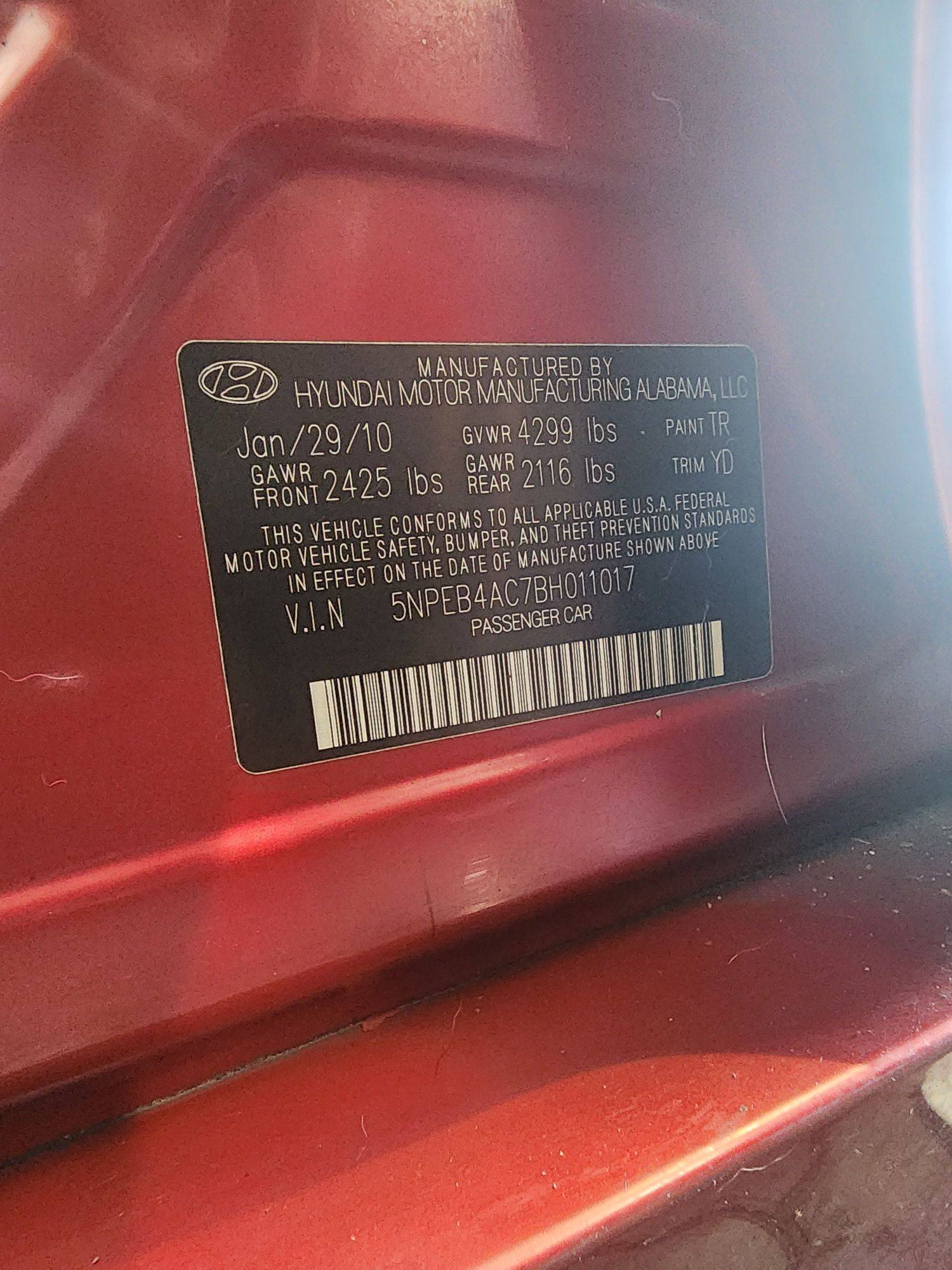 2011 HYUNDAI SONATA — 91593 Miles — Lot 81732943 — Souq - Marhaba Auctions Used Cars - Image 8