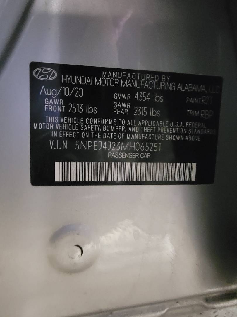 2021 HYUNDAI SONATA — 55234 Miles — Lot H065251 — Main - Marhaba Auctions Used Cars - Image 10