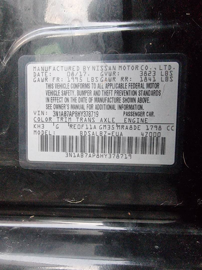 2017 NISSAN SENTRA — 123228 Miles — Lot 66856374 — Main - Marhaba Auctions Used Cars - Image 9