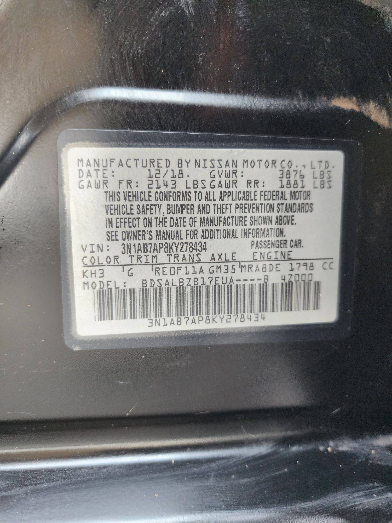2019 NISSAN SENTRA — 125140 Miles — Lot 38494265 — Souq - Marhaba Auctions Used Cars - Image 9