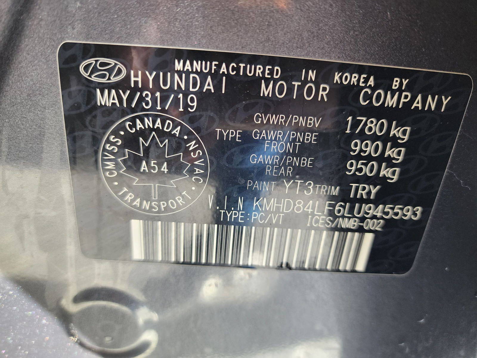 2020 HYUNDAI ELANTRA — 124636 KM — Lot 945593 - Marhaba Auctions Used Cars - Image 5