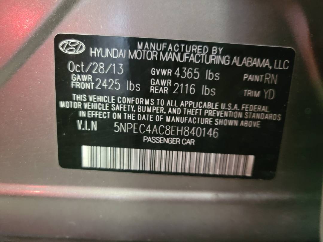 2014 HYUNDAI SONATA — 143708 Miles — Lot EH840146 — Main - Marhaba Auctions Used Cars - Image 10
