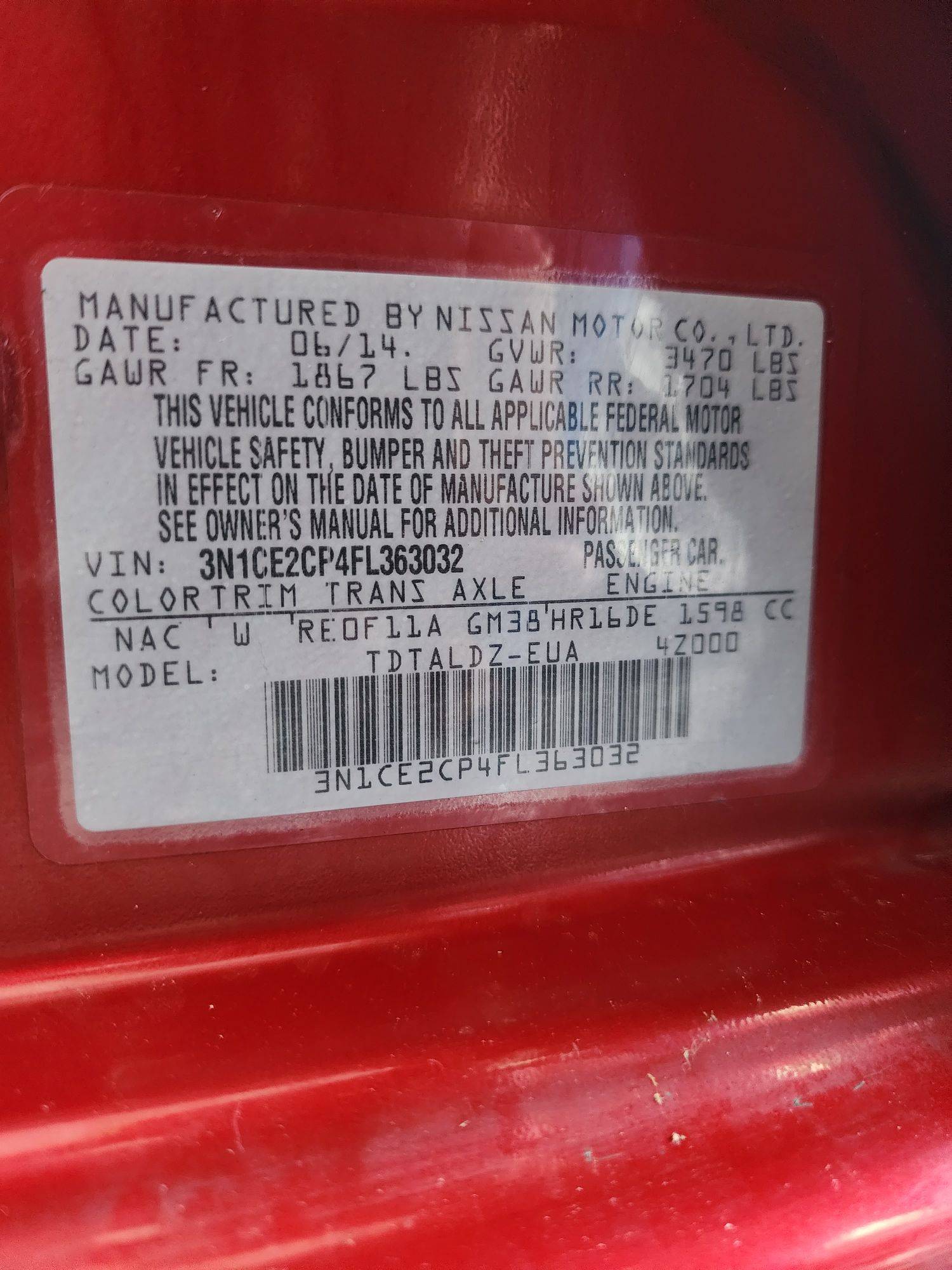 2015 NISSAN VERSA NOTE — 166560 Miles — Lot 39074553 — Souq - Marhaba Auctions Used Cars - Image 8