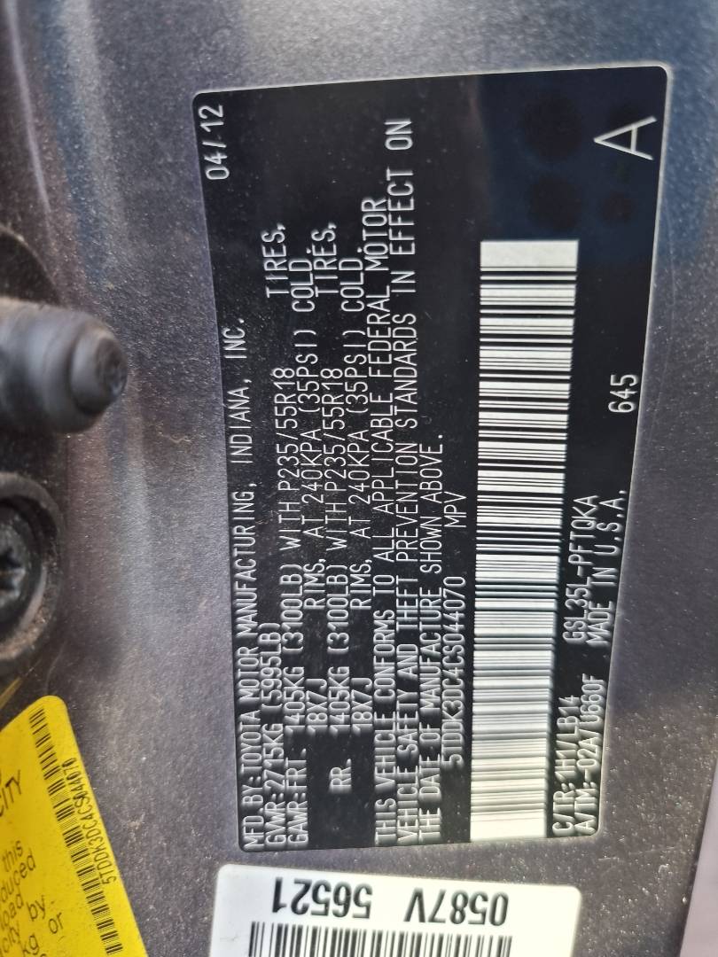2012 TOYOTA SIENNA — 203802 Miles — Lot S044070 — Main - Marhaba Auctions Used Cars - Image 8