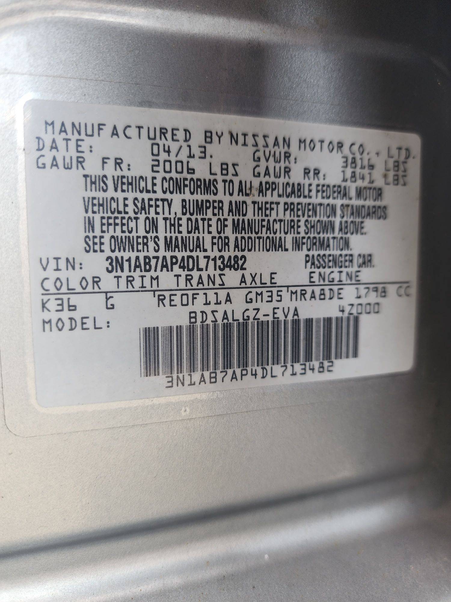 2013 NISSAN SENTRA — 155931 Miles — Lot 72077093 - Marhaba Auctions Used Cars - Image 3