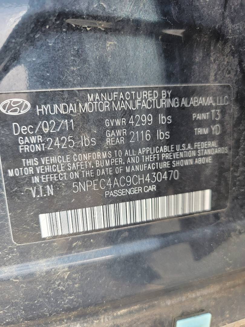2012 HYUNDAI SONATA — 185822 Miles — Lot 9CH430470 — Main - Marhaba Auctions Used Cars - Image 9