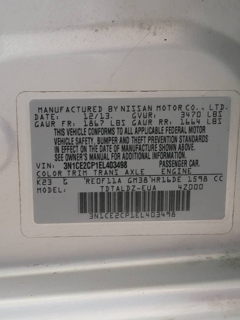 2014 NISSAN VERSA NOTE — 122646 Miles — Lot L403498 — Main - Marhaba Auctions Used Cars - Image 9
