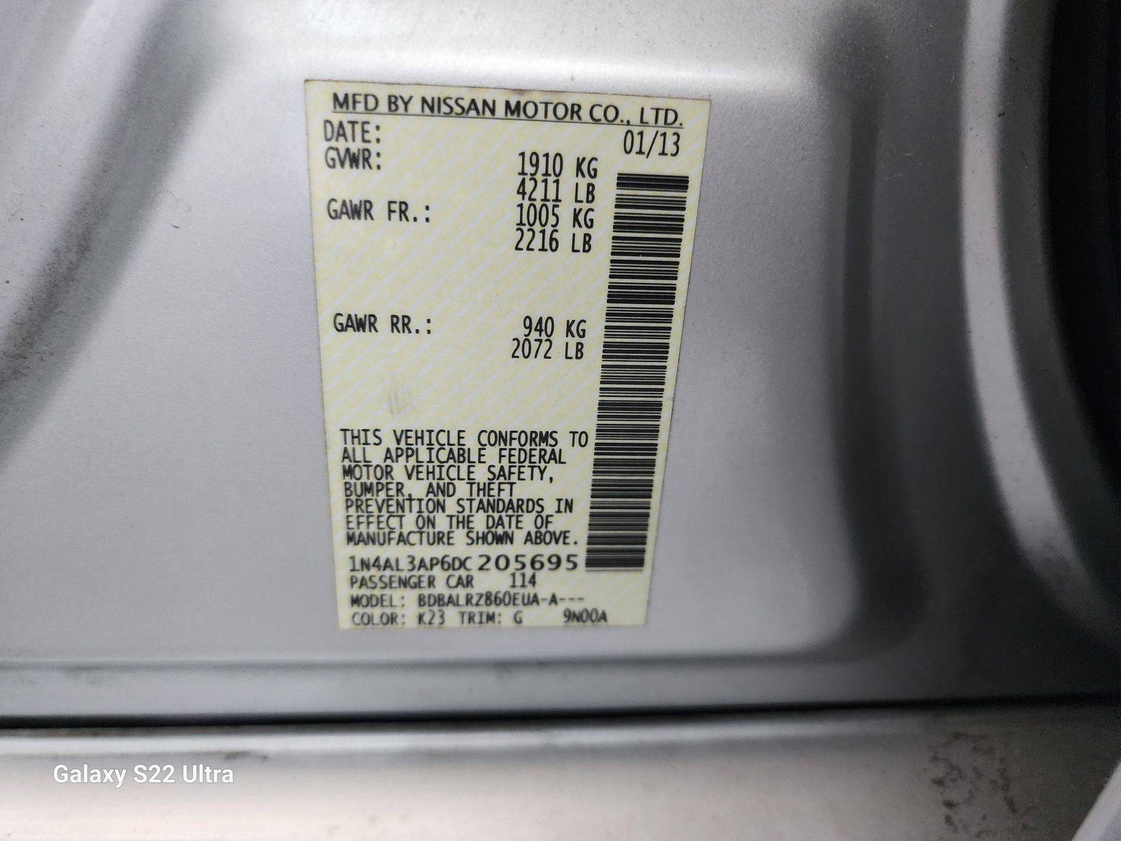 2013 NISSAN ALTIMA — 185498 Miles — Lot 39071244 - Marhaba Auctions Used Cars - Image 10