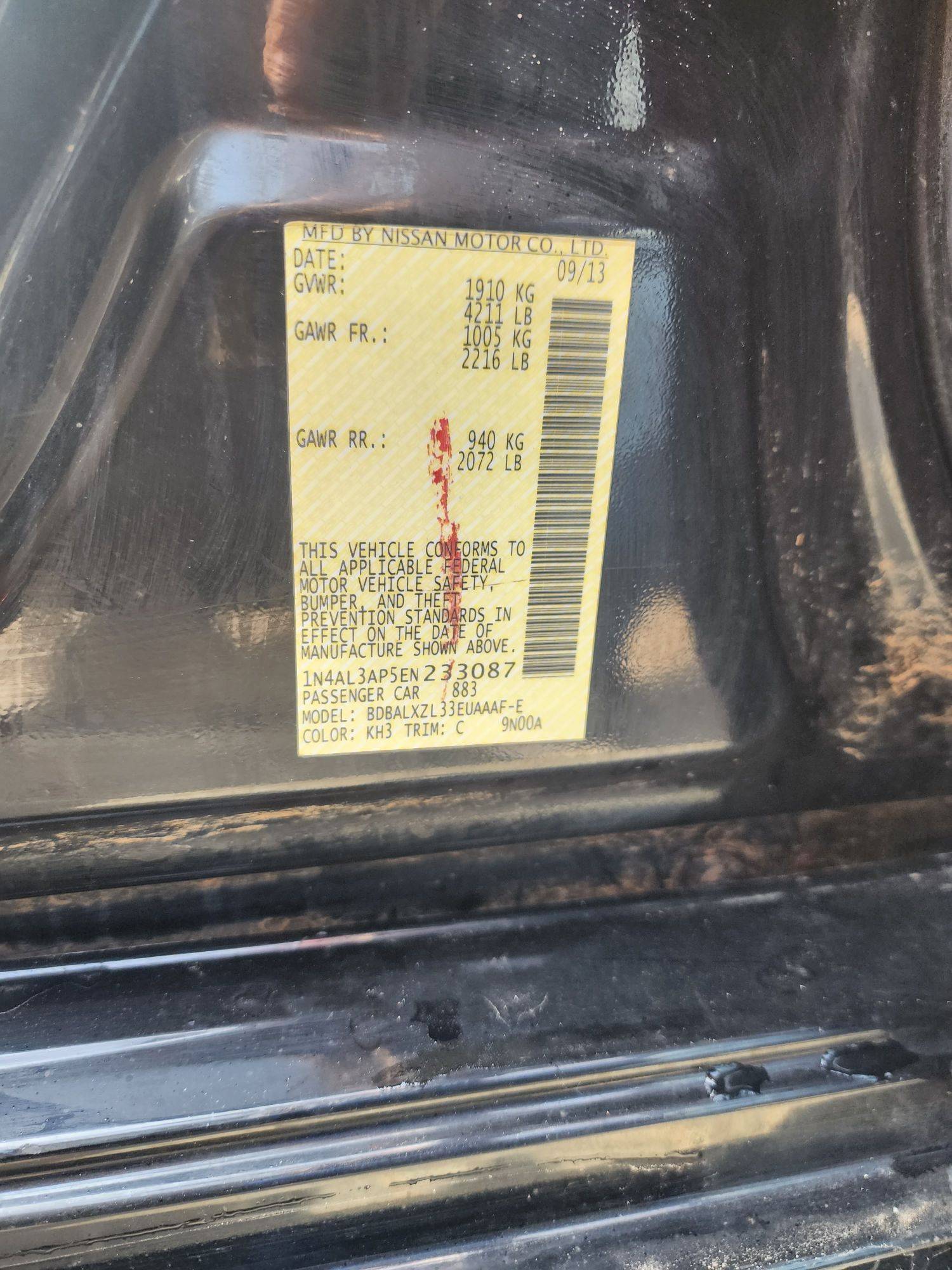2014 NISSAN ALTIMA — 206292 Miles — Lot 233087 - Marhaba Auctions Used Cars - Image 9