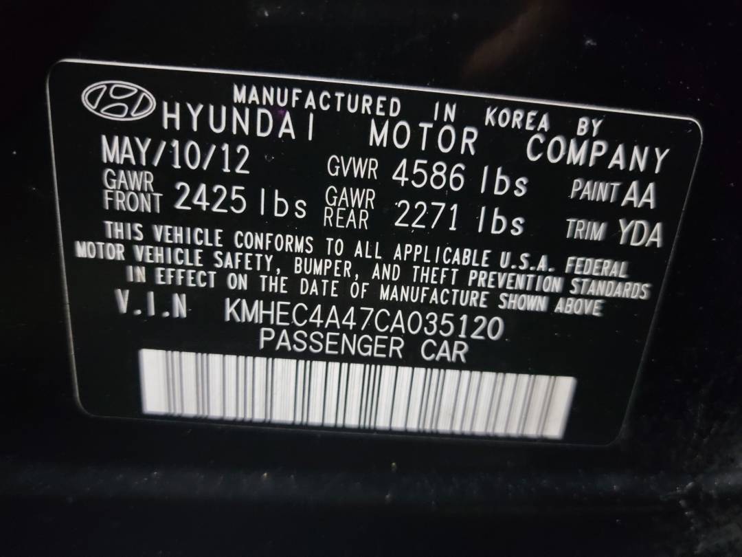 2012 HYUNDAI SONATA — 188860 Miles — Lot 035120 - Marhaba Auctions Used Cars - Image 8