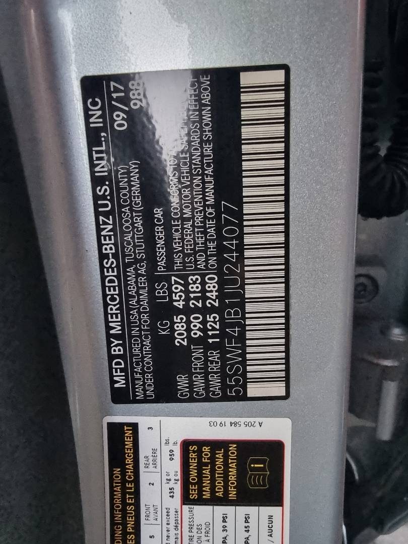 2018 MERCEDES BENZ C300 — 90900 Miles — Lot JU244077 — Ind. 12 - Marhaba Auctions Used Cars - Image 9