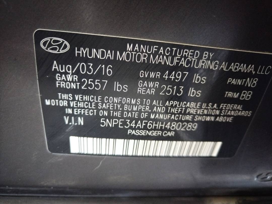 2017 HYUNDAI SONATA — 175018 Miles — Lot 37738095 - Marhaba Auctions Used Cars - Image 8