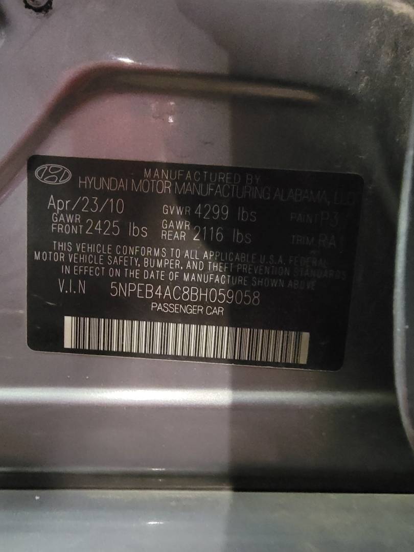2011 HYUNDAI SONATA — 146878 Miles — Lot AC8BH059058 — Main - Marhaba Auctions Used Cars - Image 10