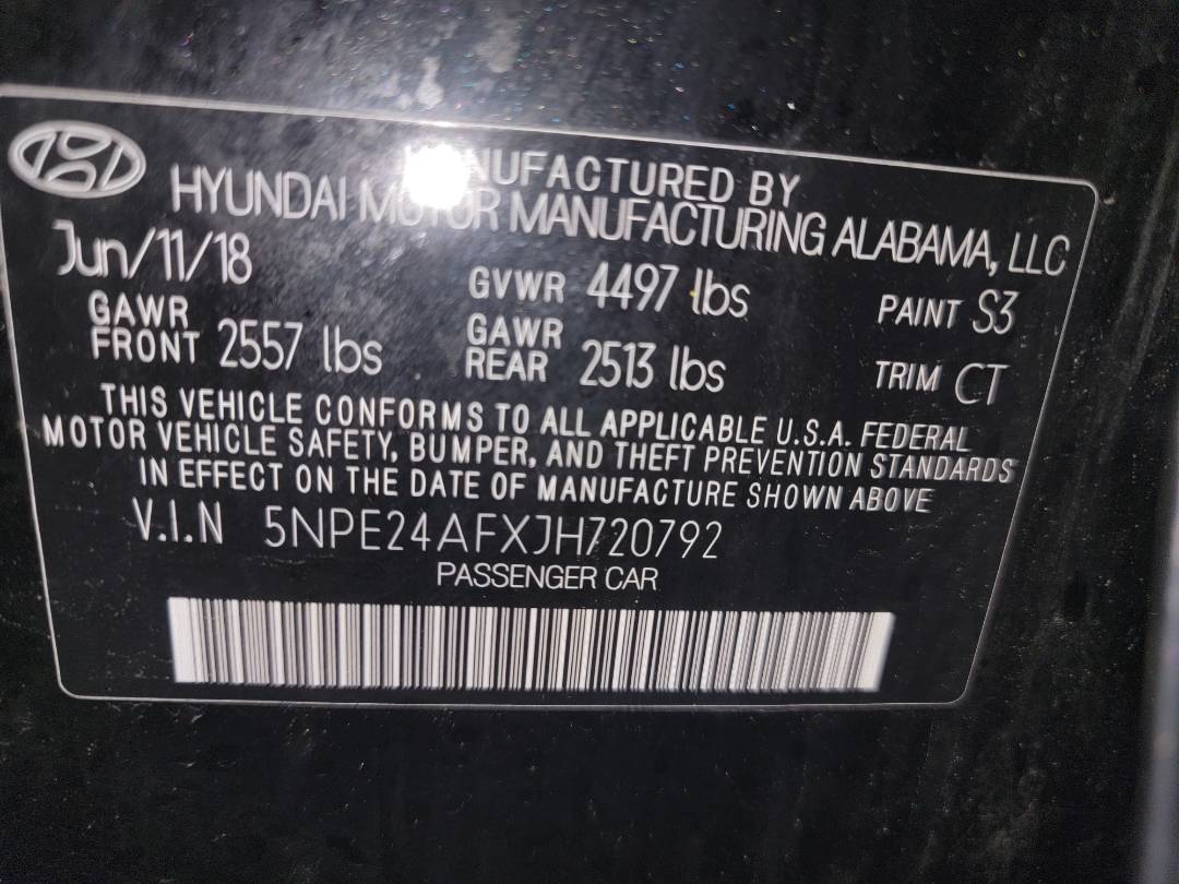 2018 HYUNDAI SONATA — 144424 Miles — Lot H720792 - Marhaba Auctions Used Cars - Image 10