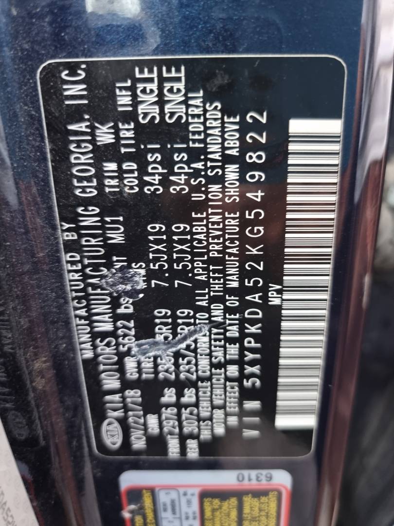 2019 KIA SORENTO — 162264 Miles — Lot 49822 — Ind. 12 - Marhaba Auctions Used Cars - Image 9