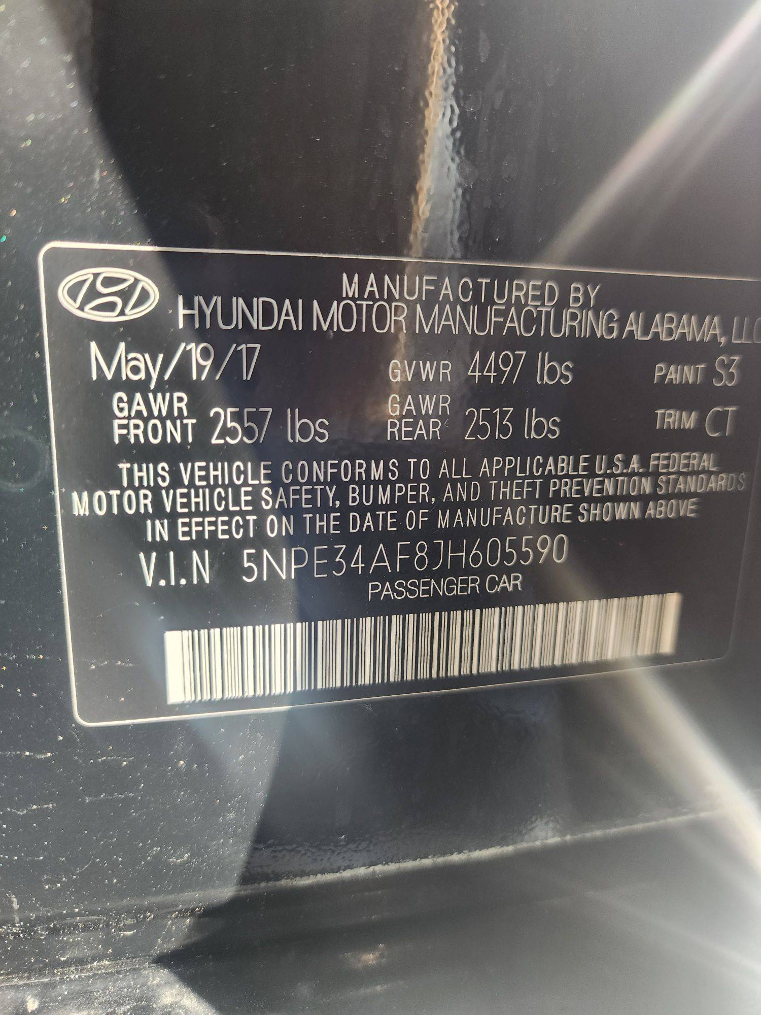 2018 HYUNDAI SONATA — 60572 Miles — Lot 55924873 - Marhaba Auctions Used Cars - Image 3
