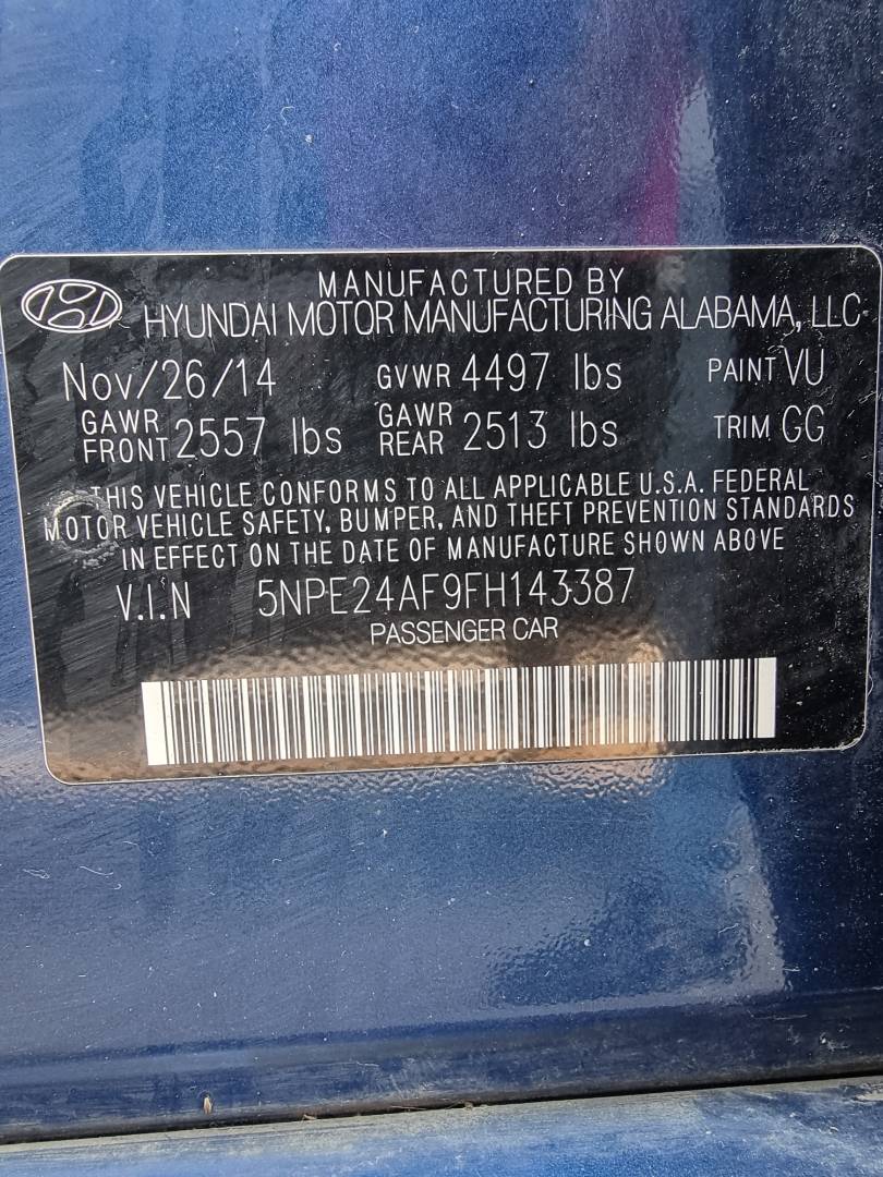 2015 HYUNDAI SONATA — 139517 Miles — Lot 225656 — Main - Marhaba Auctions Used Cars - Image 9