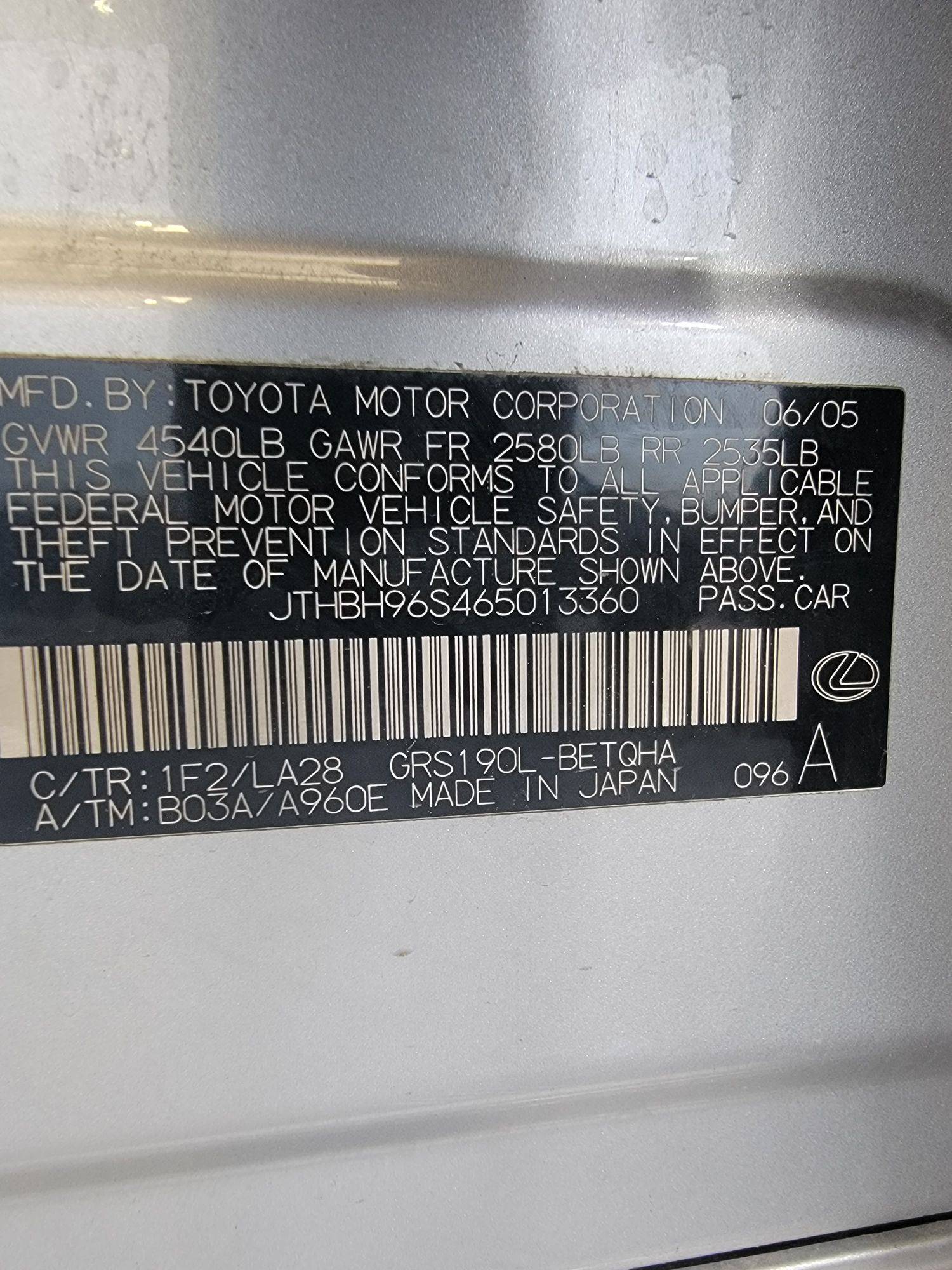2006 LEXUS GS 300 — 278288 KM — Lot S465013360 — Main - Marhaba Auctions Used Cars - Image 11