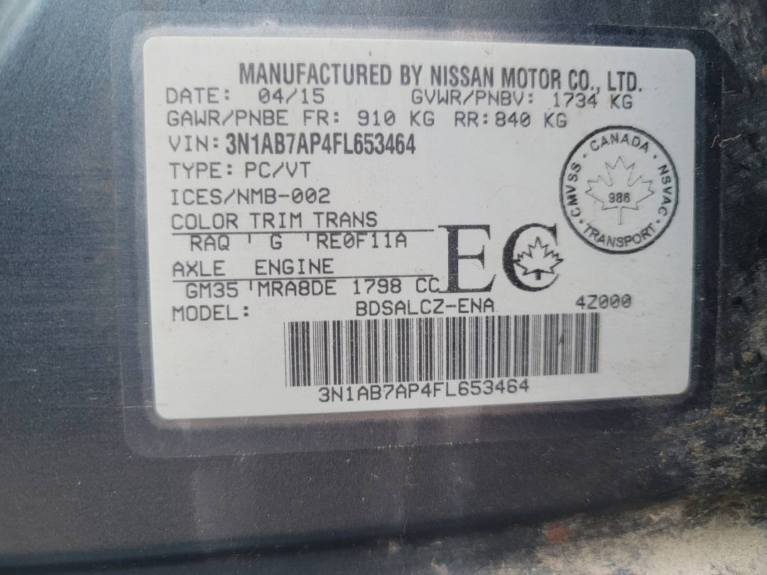 2015 NISSAN SENTRA — 233208 KM — Lot FL653464 — Main - Marhaba Auctions Used Cars - Image 9