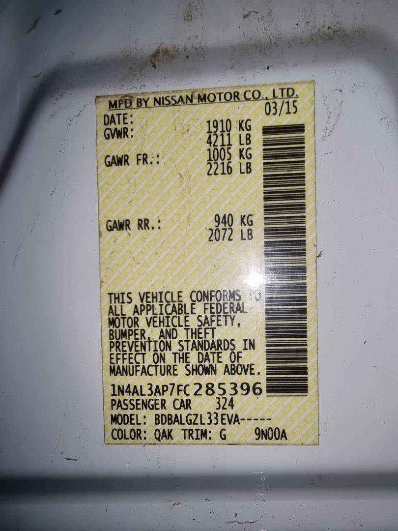 2015 NISSAN ALTIMA — 180669 KM — Lot 215487 — Ind. 12 - Marhaba Auctions Used Cars - Image 9