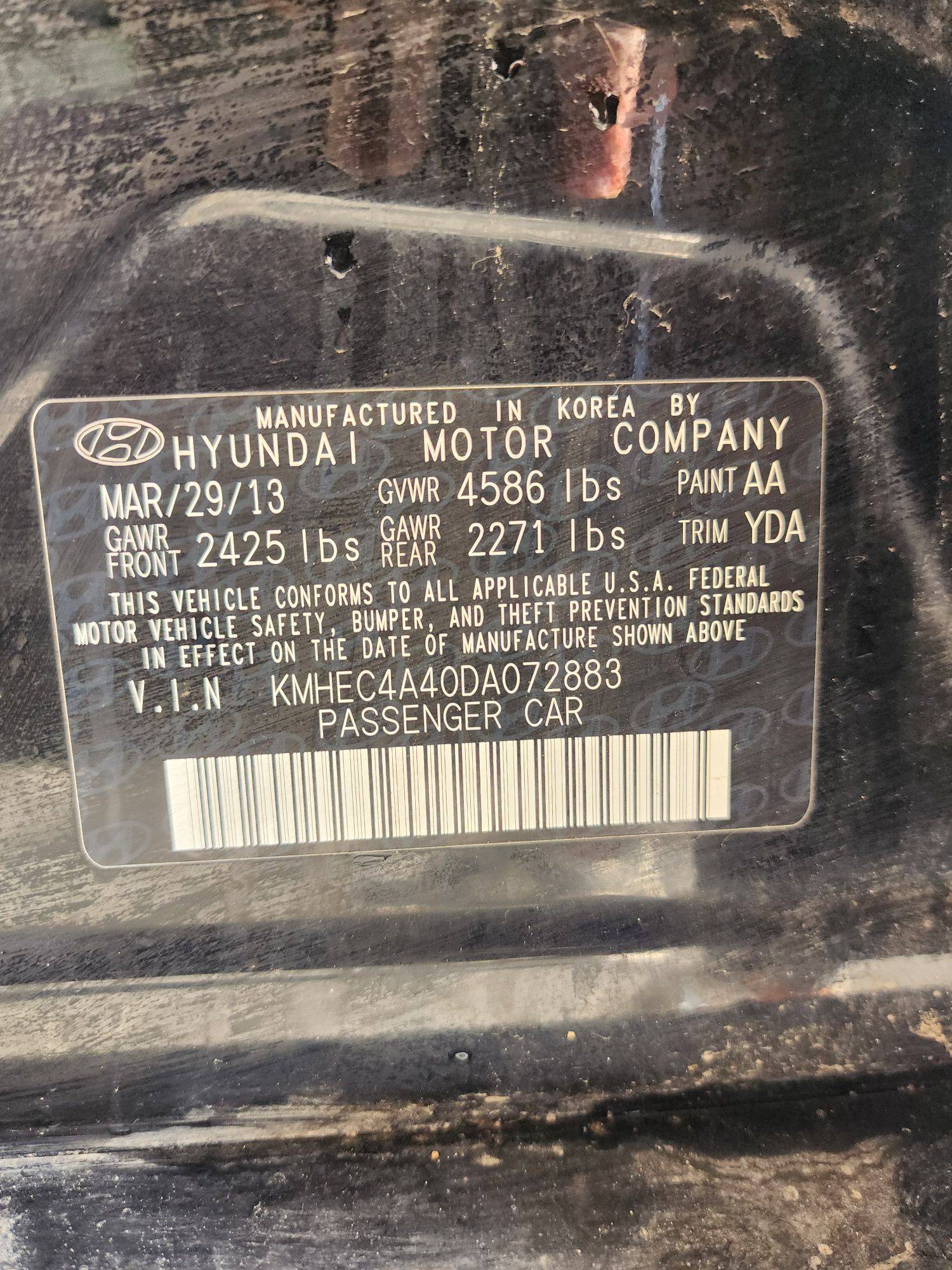 2013 HYUNDAI SONATA — 125004 Miles — Lot 072883 — Souq - Marhaba Auctions Used Cars - Image 10