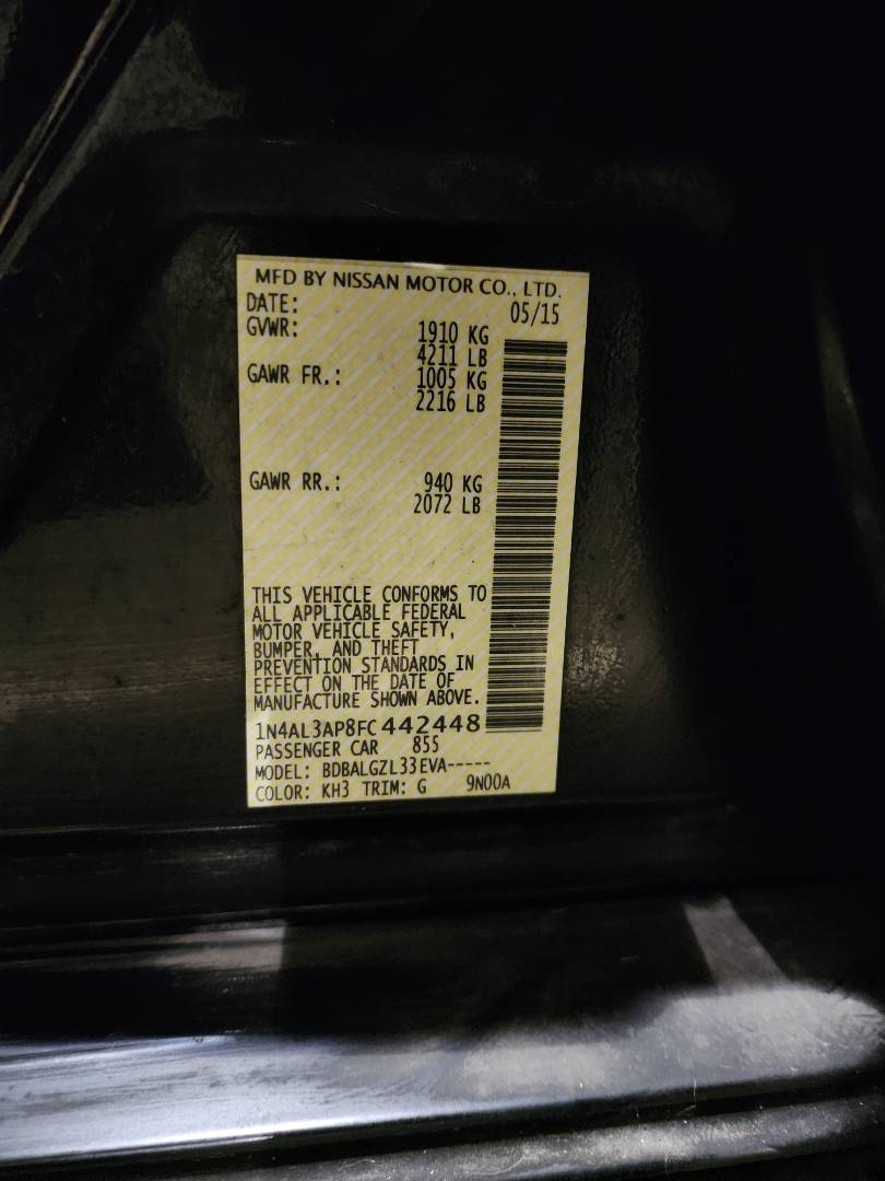 2015 NISSAN ALTIMA — 137493 Miles — Lot 80110673 - Marhaba Auctions Used Cars - Image 3
