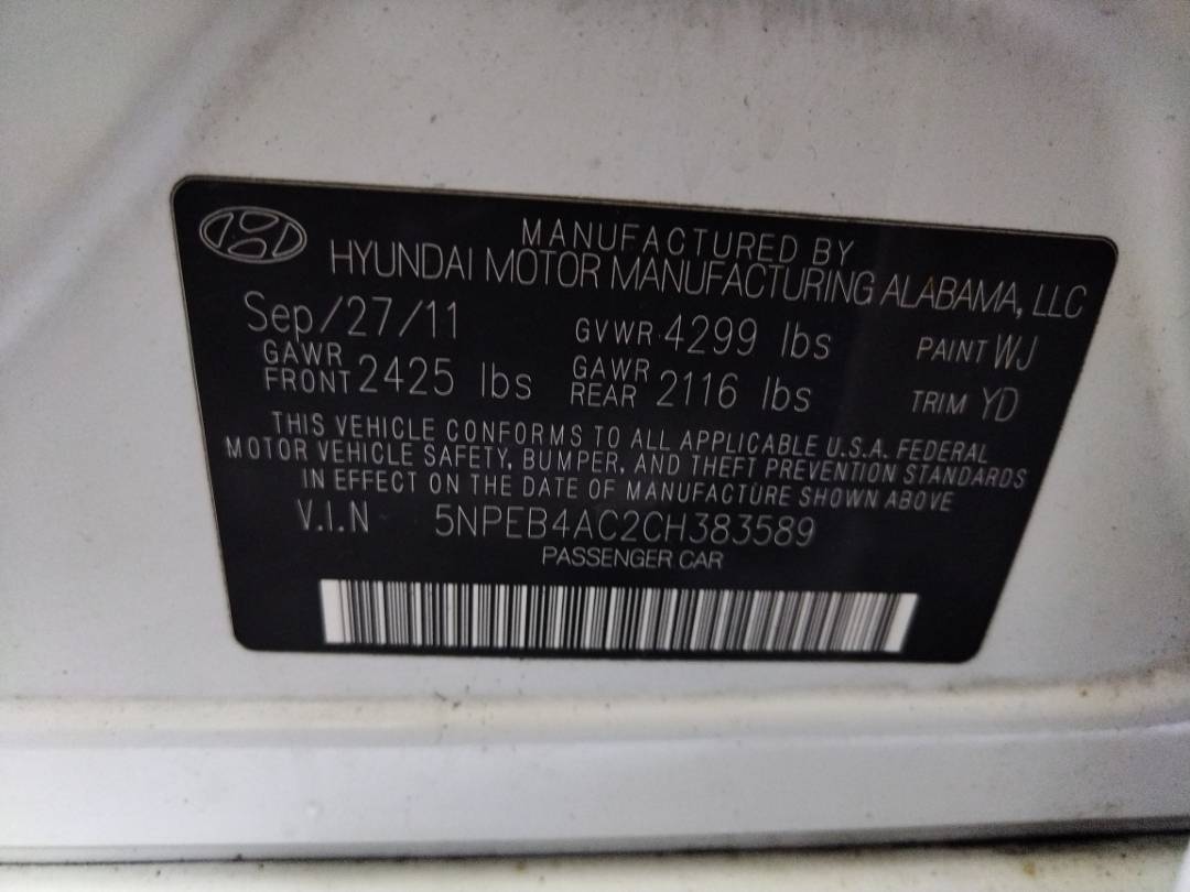 2012 HYUNDAI SONATA — 154777 Miles — Lot 65876753 - Marhaba Auctions Used Cars - Image 8
