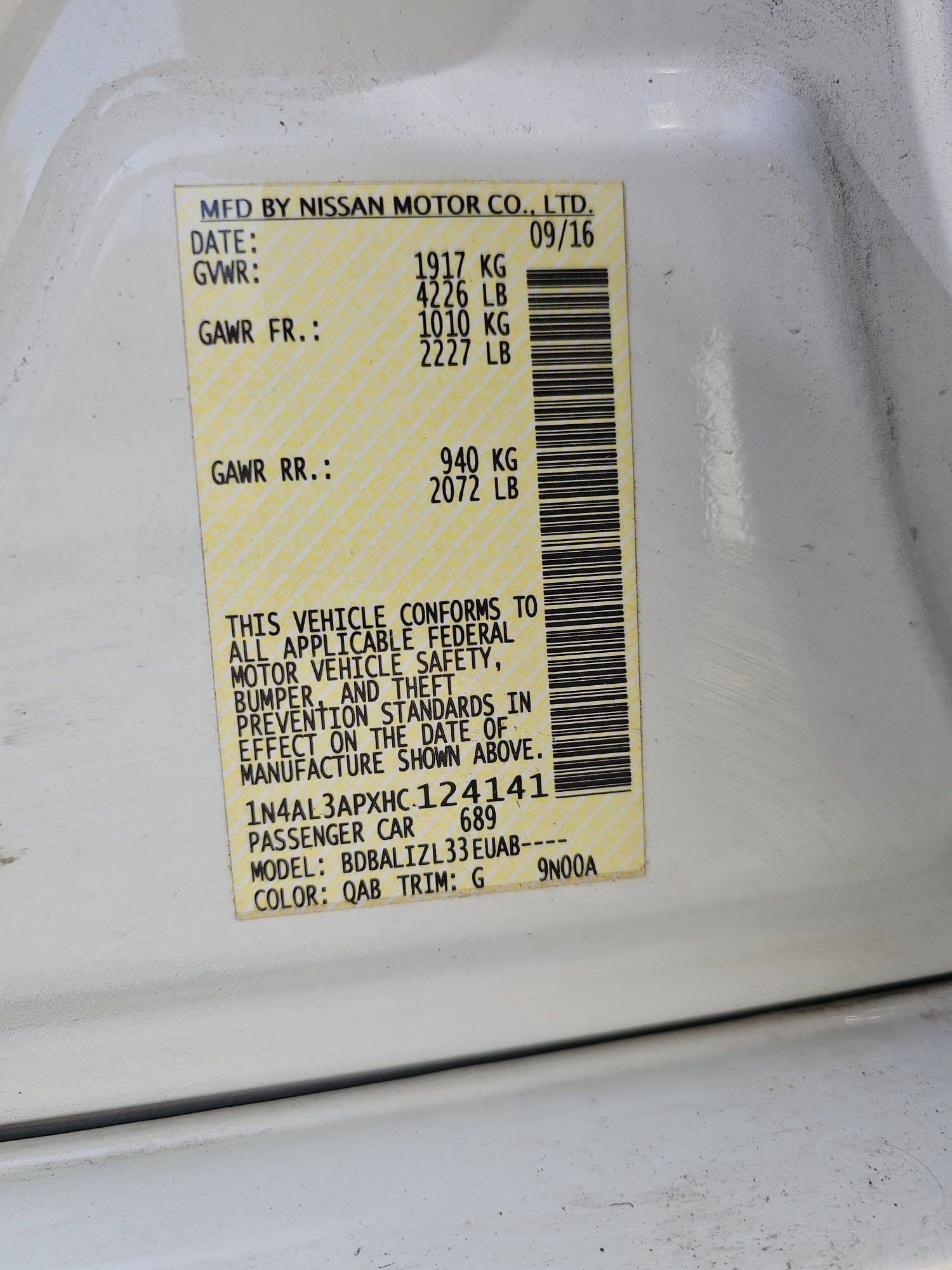 2017 NISSAN ALTIMA — 124252 Miles — Lot HC124141 — Souq - Marhaba Auctions Used Cars - Image 10