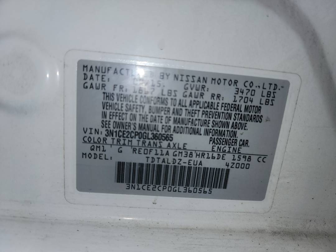 2016 NISSAN VERSA — 109845 Miles — Lot L360565 - Marhaba Auctions Used Cars - Image 10