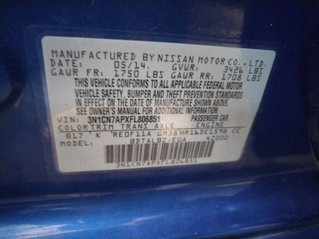 2015 NISSAN VERSA — 251420 Miles — Lot 66862513 - Marhaba Auctions Used Cars - Image 7