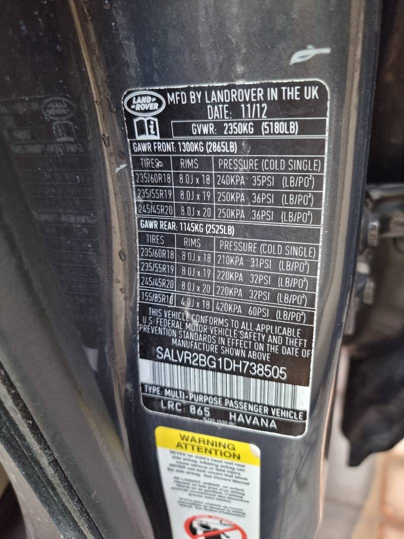 LAND ROVER RANGE ROVER EVOQUE PURE 2013 - Marhaba Auction Used Cars - Image 9